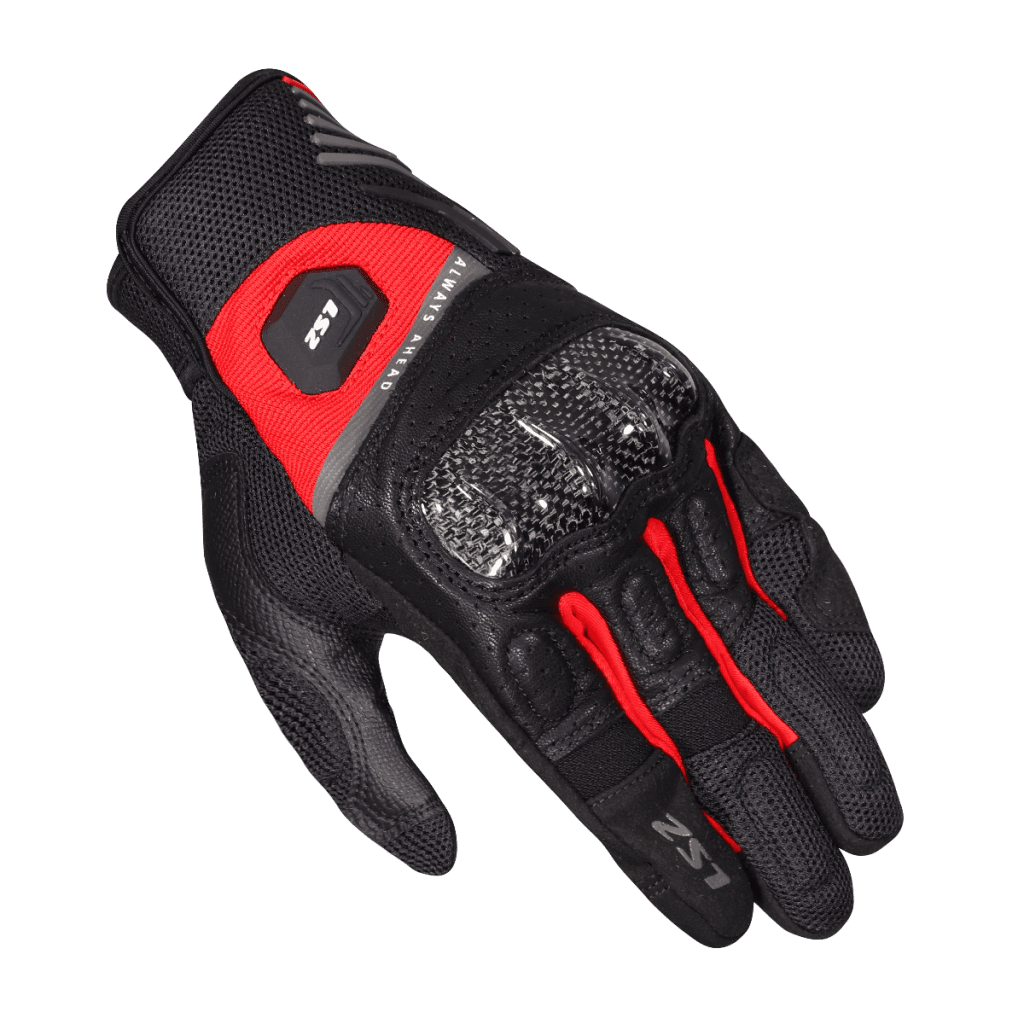 LS2 ATOM MAN GLOVES BLACK RED