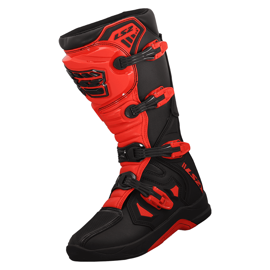 LS2 RAPTOR MAN BOOTS BLACK RED