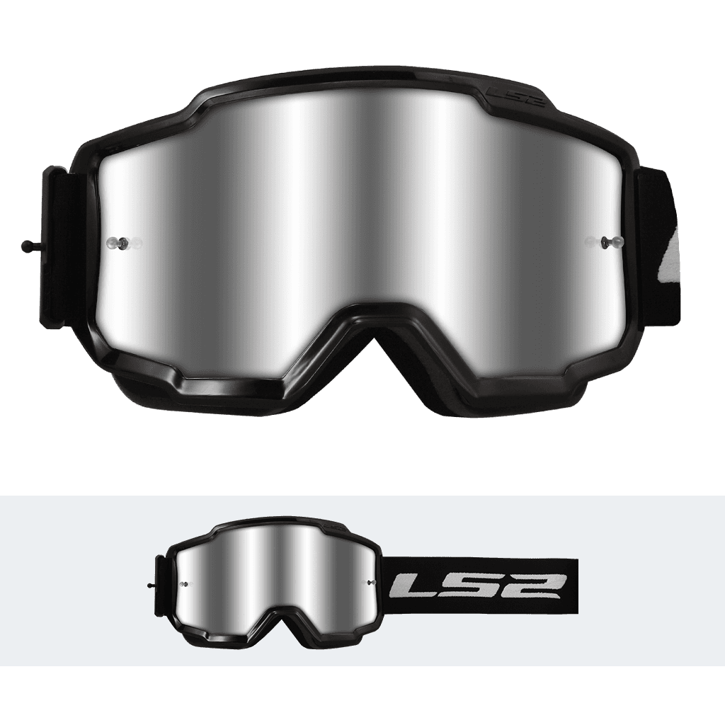 LS2 CHARGER GOGGLE BLACK WITH SILVER VISOR