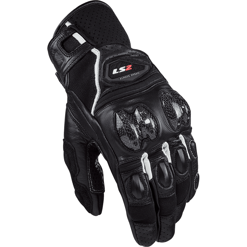LS2 SPARK 2 LEATHER MAN GLOVES BLACK WHITE