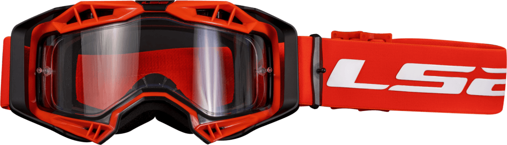 LS2 AURA ENDURO SERIES GOGGLE BLACK RED WITH CLEAR VISOR