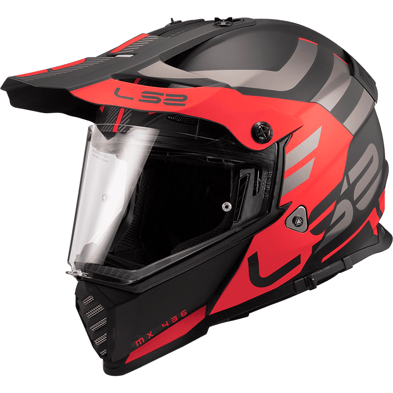 LS2 MX436 Pioneer EVO ADVENTURER Matt Black Red