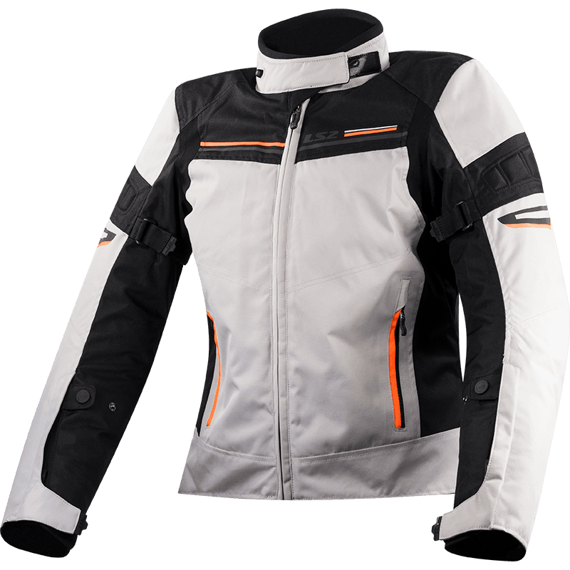 LS2 SHADOW LADY JACKET LIGHT GREY BLACK ORANGE